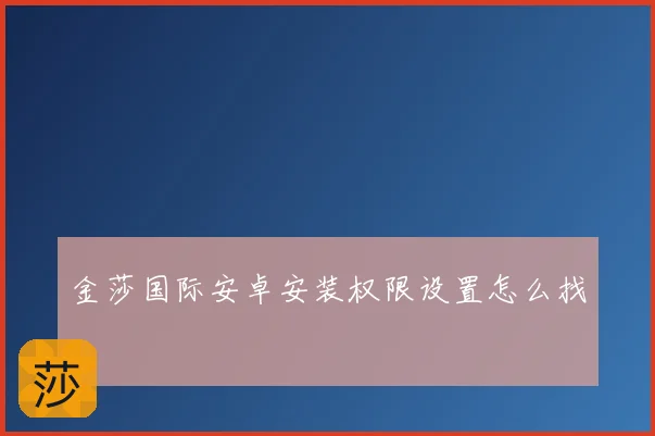 金莎国际安卓安装权限设置怎么找